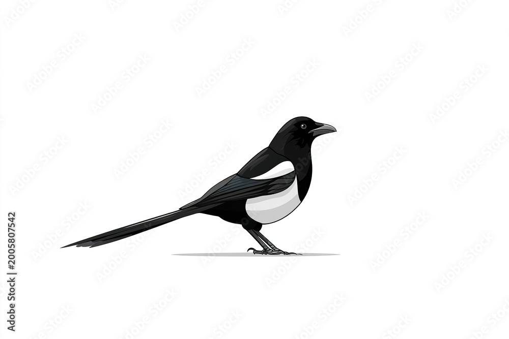 Fototapeta premium Black-and-white Magpie Perched Gracefully