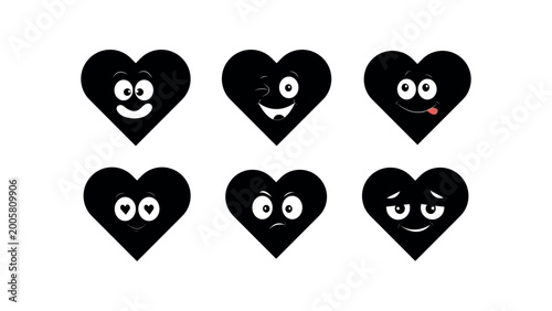 Cute Heart Sticker Design Set.