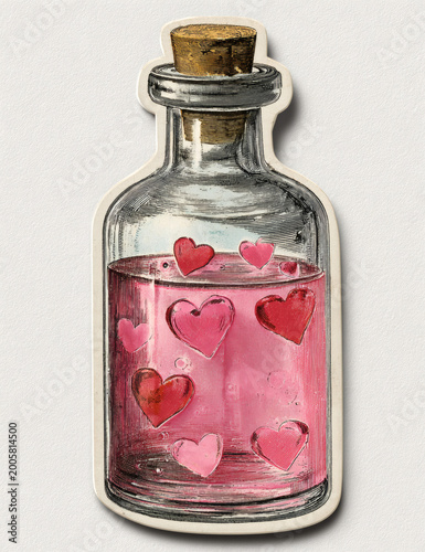 Vintage decorative Bottle and Glass illustration, isolated