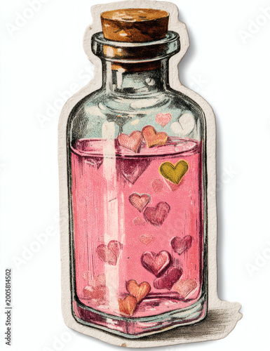 Vintage decorative Bottle and Glass illustration, isolated