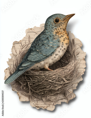 Vintage decorative Bird and Wildlife illustration, isolated
