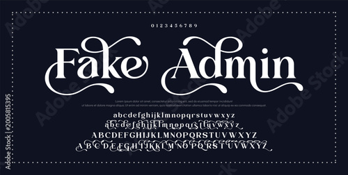 Fotografie Fake Admin Elegant Font Uppercase Lowercase and Number
