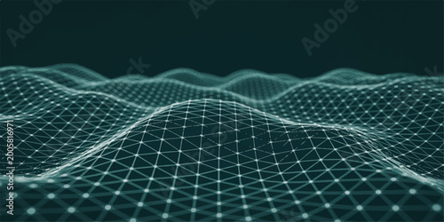 Fotografie A high quality abstract blue wave design featuring a fractal grid pattern with s