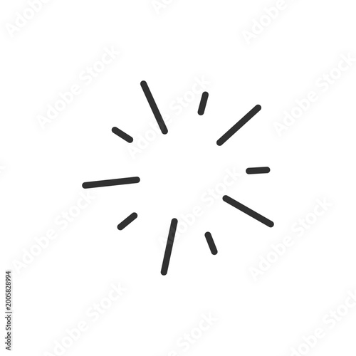 Radial lines, linear style icon. Light emission and energy effect. Editable stroke width