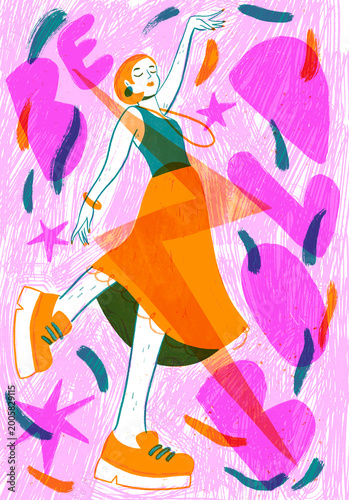 Graphic Poster of a Girl Dancing