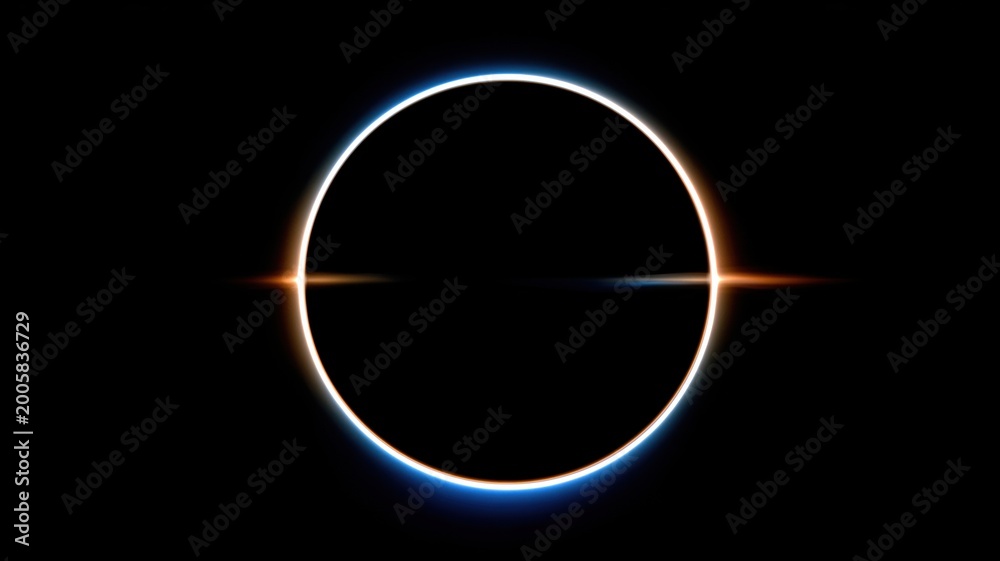 Fototapeta premium 光のリングが浮かぶ宇宙空間のイメージ。科学や宇宙関連のプレゼンテーションやデジタルコンテンツに最適な背景素材