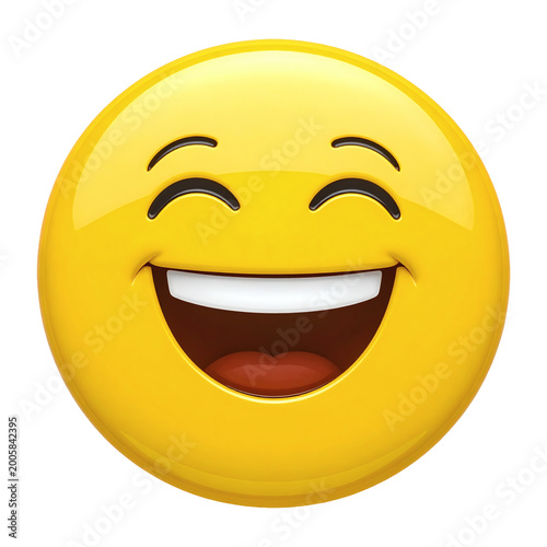 Hilarious laughing emoji face showing extreme joy and merriment with a wide open mouth on transparent background