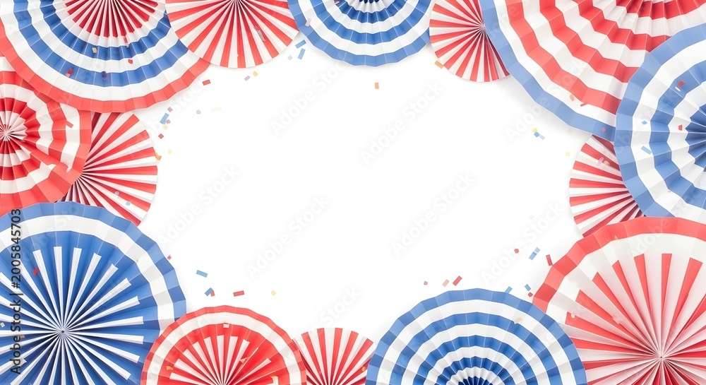 Obraz premium Festive patriotic paper fans border for independence day celebration
