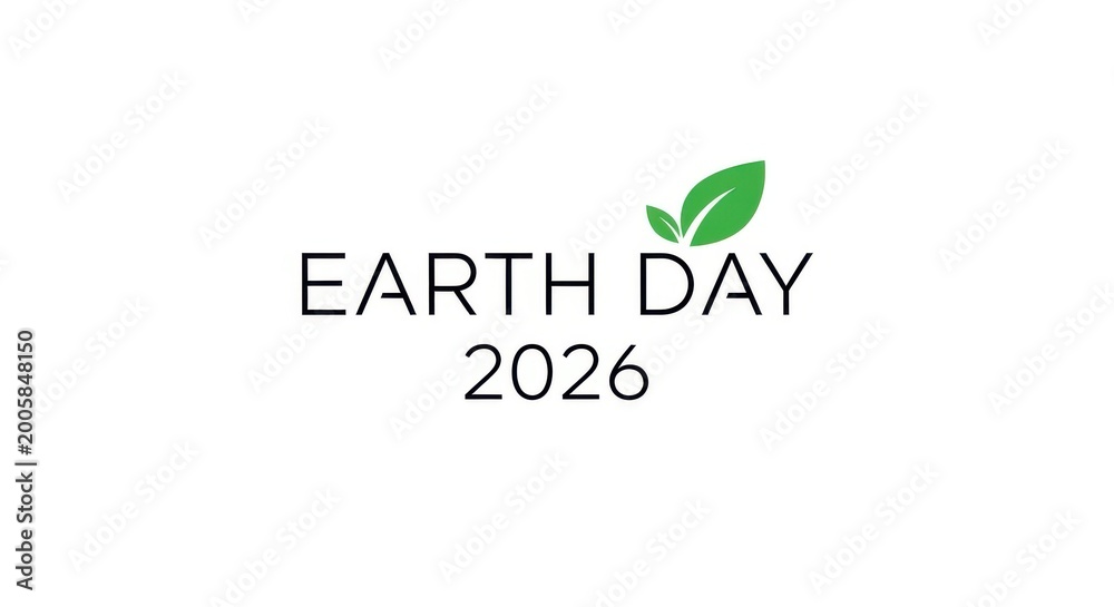 Fototapeta premium Earth Day 2026 eco friendly celebration green leaf logo symbol eco friendly green leaf ecological aw