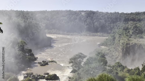 Tourists on a boat explore Iguazu Falls in Iguazu National Park and Reserve in Argentina in June.
