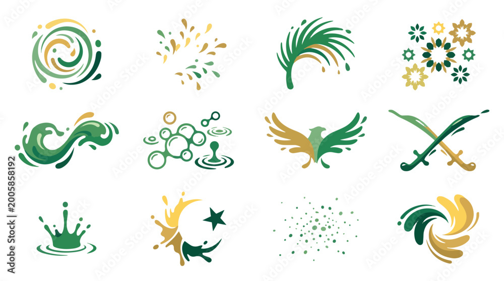 Obraz premium Saudi Arabia Minimal Cultural Vector Shapes Bundle – Modern Graphic Design Pack