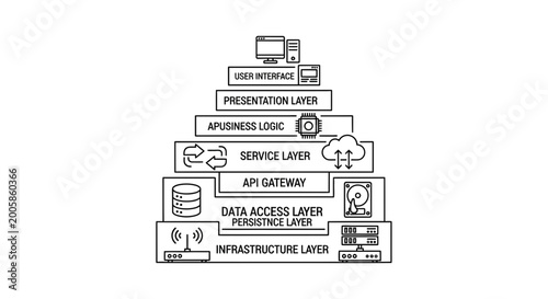 Layered Software Architecture Diagram: UI to Infrastructure