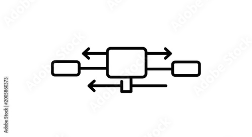 Network Connection Diagram, Data Flow, Central Hub, Input Output, Technology Concept