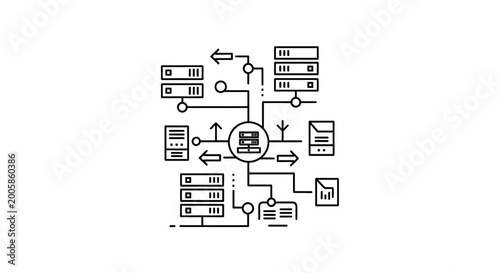 Network Diagram: Server Connection, Data Flow, and System Architecture