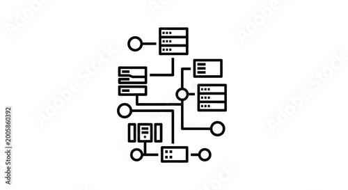 Network Diagram, Server Connection, Data Flow, Technology Concept