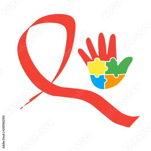 colorful autistic hand vector design illustration