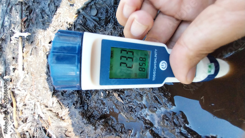 Salinity Testing Water with Meter for Environmental Monitoring Analysis