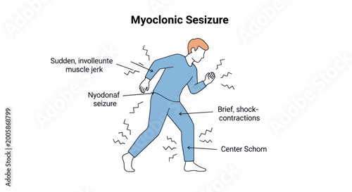 Foto Myoclonic Seizure Illustration: Sudden Muscle Jerks and Contractions