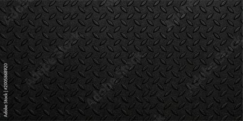 Foto An abstract, textured close-up of a seamless black diamond plate pattern, exuding an industrial aesthetic