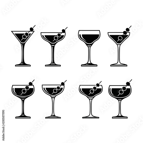 Cocktail Glasses Collection: Martini, Coupe, and Nick & Nora Styles