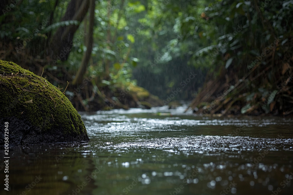 Fototapeta premium water flowing in the forest