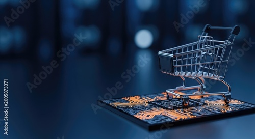Online Shopping Cart on Digital Tablet.