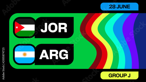 Bild auf Leinwand Jordan vs Argentina Football 2026 Tournament Match Announcement Graphic for Group J with Vibrant Sport Design