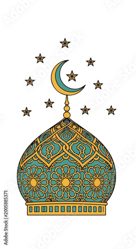 Ornate Dome with Crescent Moon and Stars.