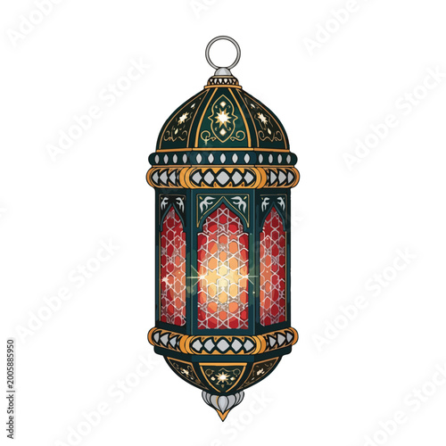 Ornate Hanging Lantern with Intricate Designs.