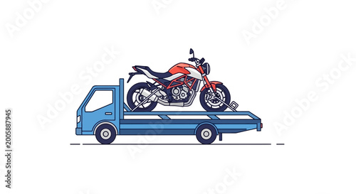 Foto Motorcycle Transport Flatbed Truck Towing Service