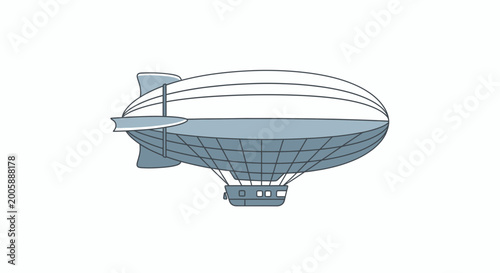 Konstfotografi Vintage Airship Illustration - Retro Blimp on White Background
