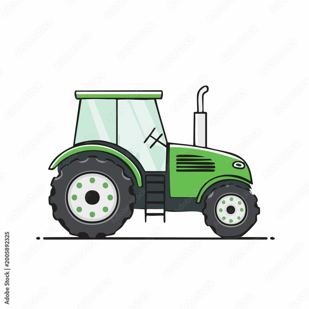 Fototapeta premium Green Tractor Illustration