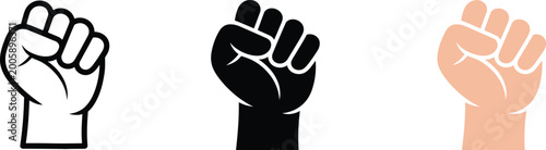 Quadro su tela Power, and protest icon with raised fist symbolizing strength determination resistance activism freedom movements and human rights, bold vector design