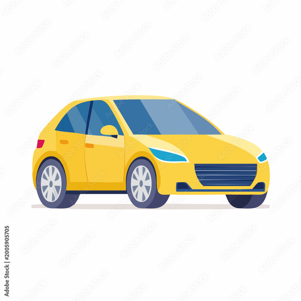 Obraz premium Yellow Hatchback Car Illustration