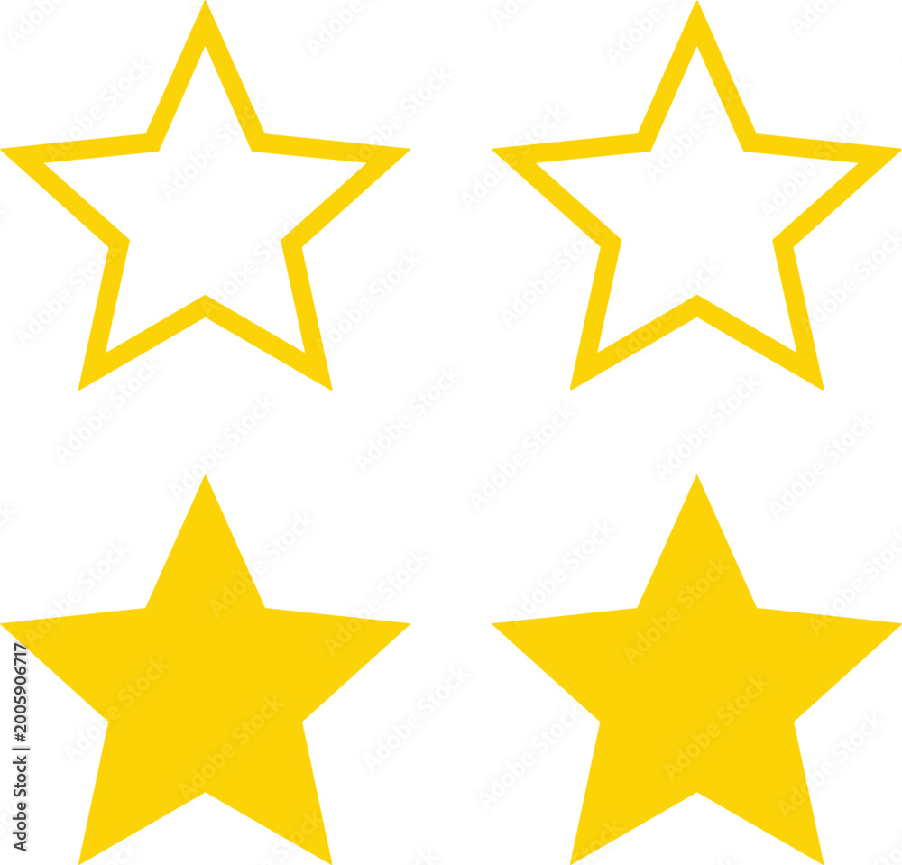 Fototapeta premium Set of Yellow Star Icons for Rating, Review, and Achievement Concepts