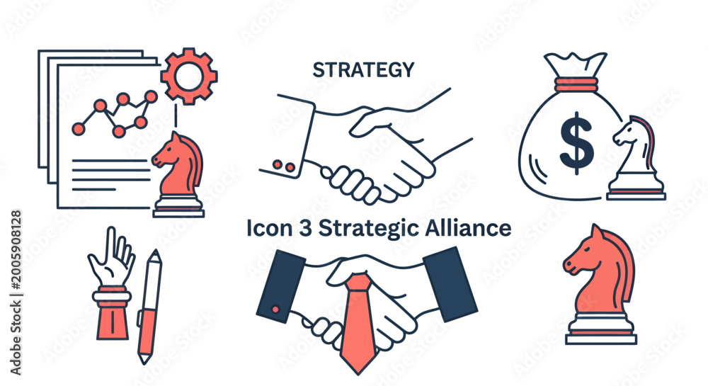 Fototapeta premium Strategic alliance and collaboration concepts illustrating negotiation, planning, and partnership in a modern business environment.