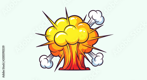 Photography Explosion Comic Style - Bright Yellow and Orange Burst with Smoke