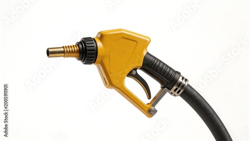 Yellow and black fuel nozzle on white background