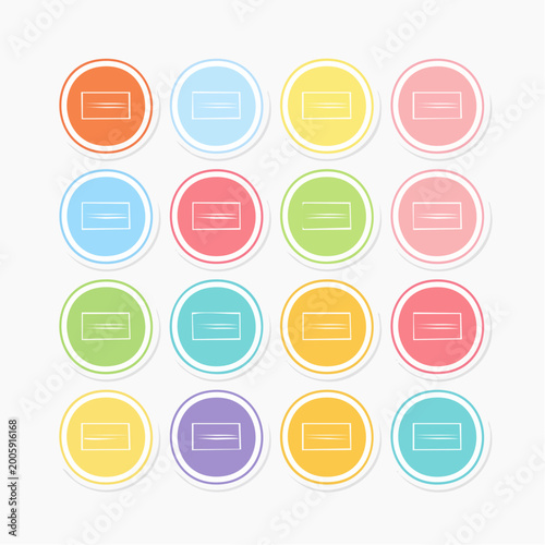 Collection of Colorful Circular Icons with Horizontal Line