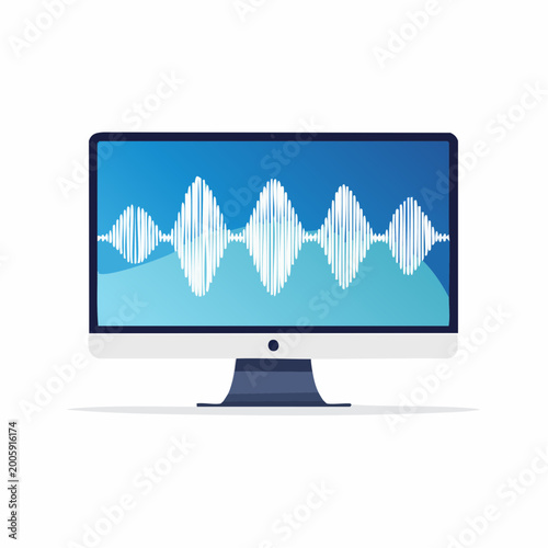 Computer Monitor Displaying Sound Waveform