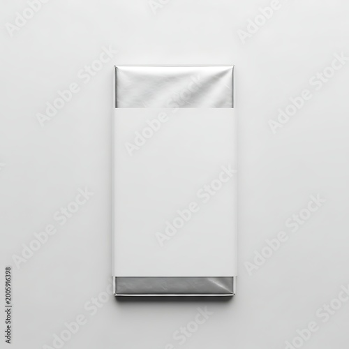 Minimalist white paper package standing upright on a flat surface