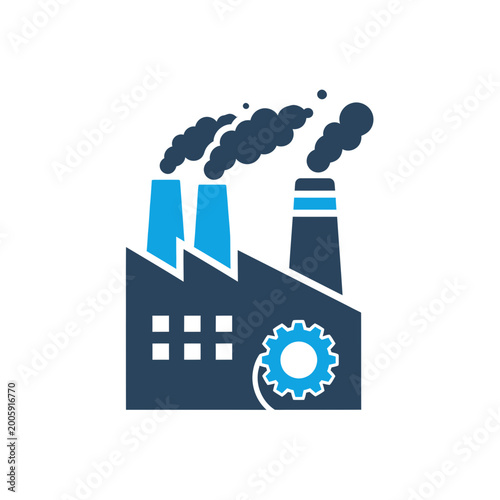 Photos Industrial Factory Icon with Smoke and Gear