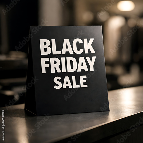 Black Friday Sale Sign on Retail Store Counter for Shopping Event