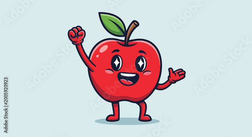 Happy Cartoon Apple Character Cheering