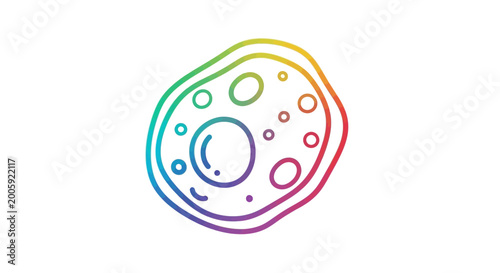 Rainbow amoeba cell illustration, single-celled organism, microscopic life, science icon