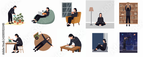 Konstfotografi Diverse Daily Activities Of A Person Engaging In Relaxing Hobbies And Leisure Pu