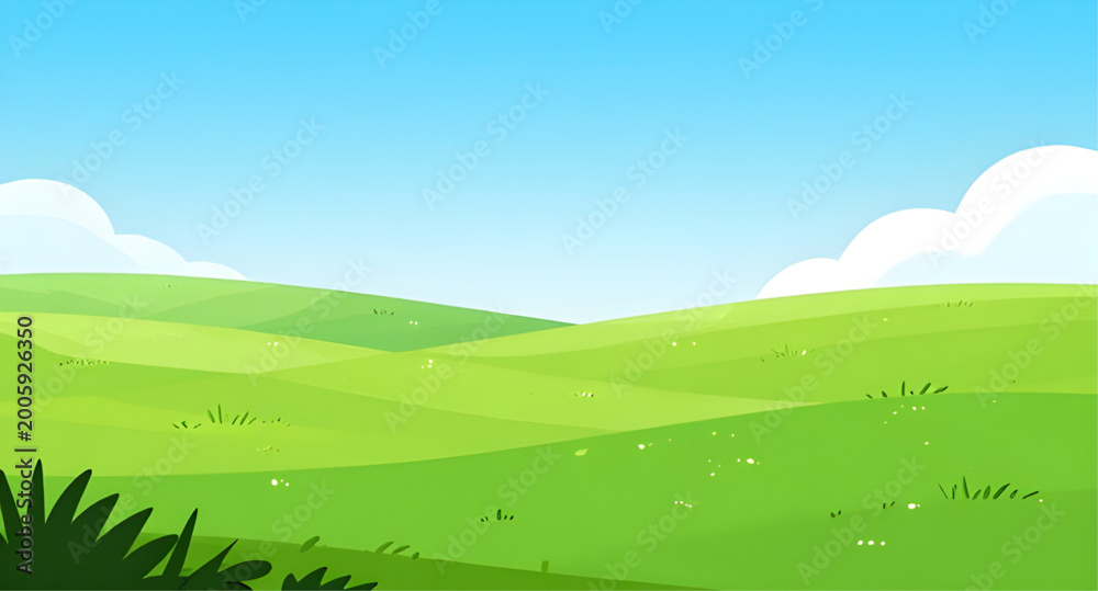 Fototapeta premium green field and blue sky