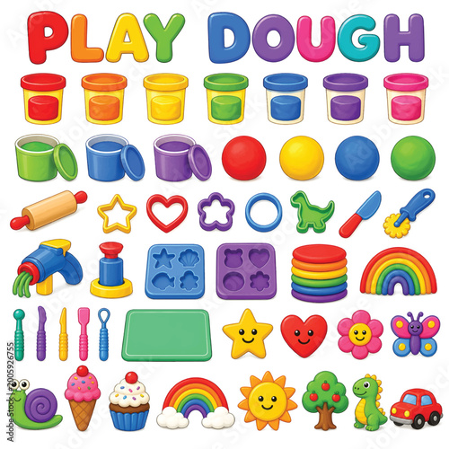 Принти на полотні Colorful Play Dough for Kids Creative Learning, Fun and Sensory Activity