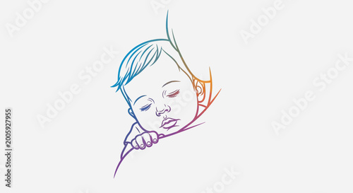 Sleeping Baby Portrait, Gentle Embrace, Pastel Colors, Peaceful Childhood