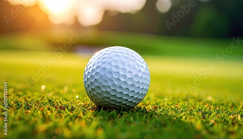 Golf ball on green fairway at sunset (5)